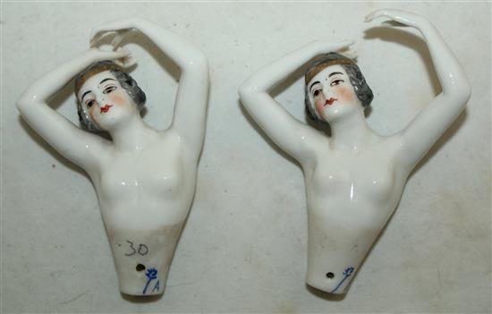 Two Dressel and Kister porcelain doll torsos, 1920s, 8.5cm & 8.7cm